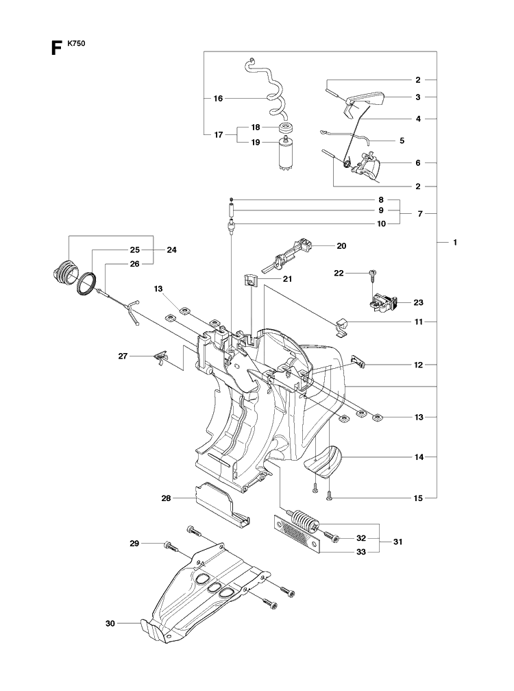 Fuel Tank Diagram and Parts List for K750 (544936207)(2010-02) Husqvarna Lawn Tractor Accessories