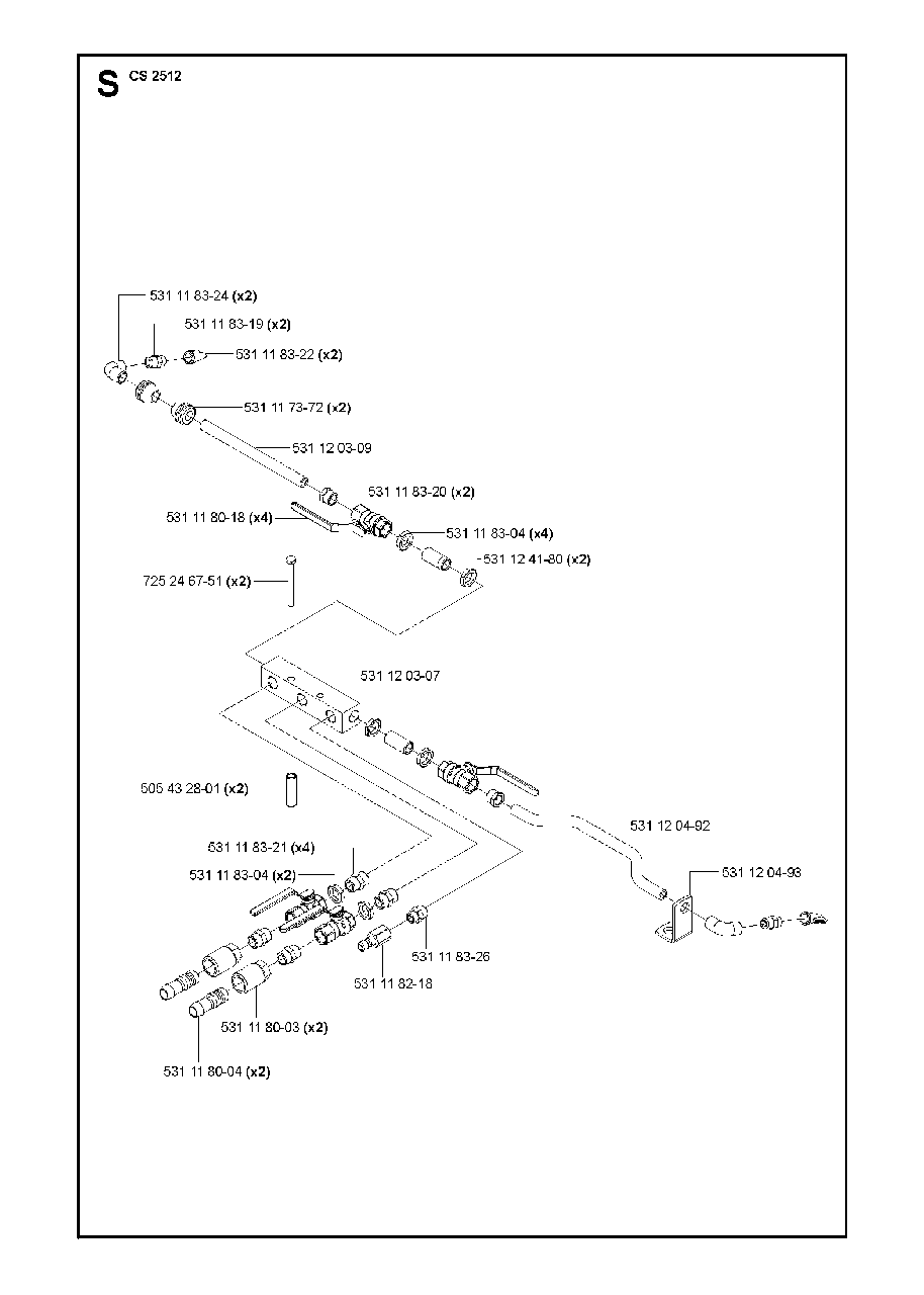 Spray System Diagram and Parts List for CS2512 (1301 & Above)(2013-04) Husqvarna Circular Saw