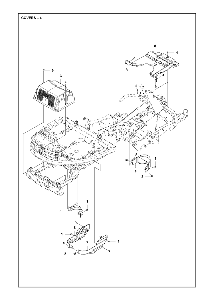 Cover 3 Diagram and Parts List for R418TSX AWD Husqvarna Lawn Mower