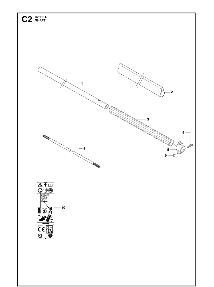 Handle 2 Diagram and Parts List for 325HE4 966787701 from 20150100001-current Husqvarna Hedge Trimmer
