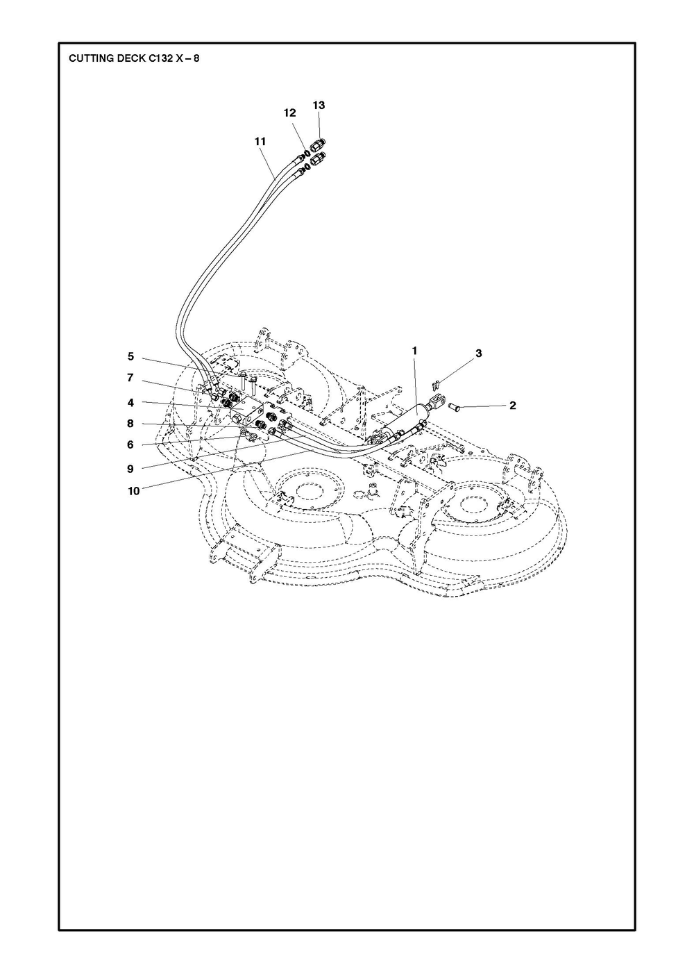 52/132cm Cutting Deck Diagram and Parts List for 132XP500D  Husqvarna Lawn Tractor Accessories