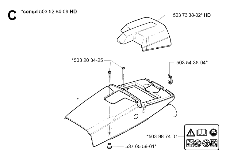 Cover Diagram and Parts List for 395XP/ (XPG)(20034000001-20051800000) Husqvarna Chainsaw