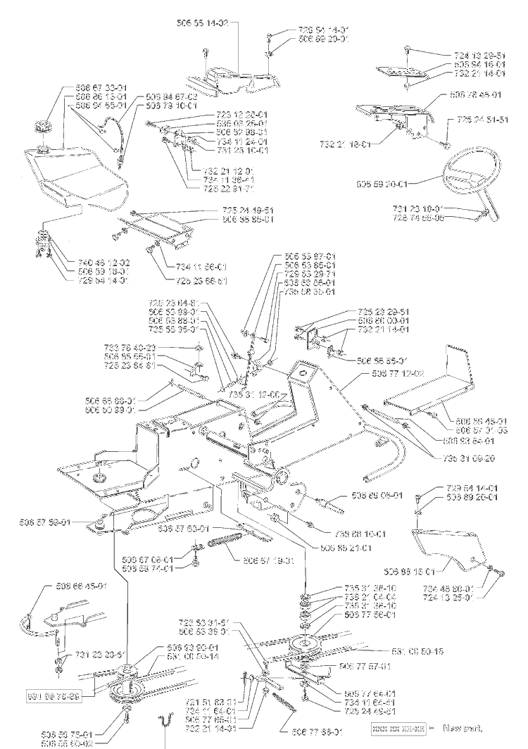Chassis Diagram and Parts List for RIDERPROFLEX21 2001-02 Husqvarna Lawn Tractor