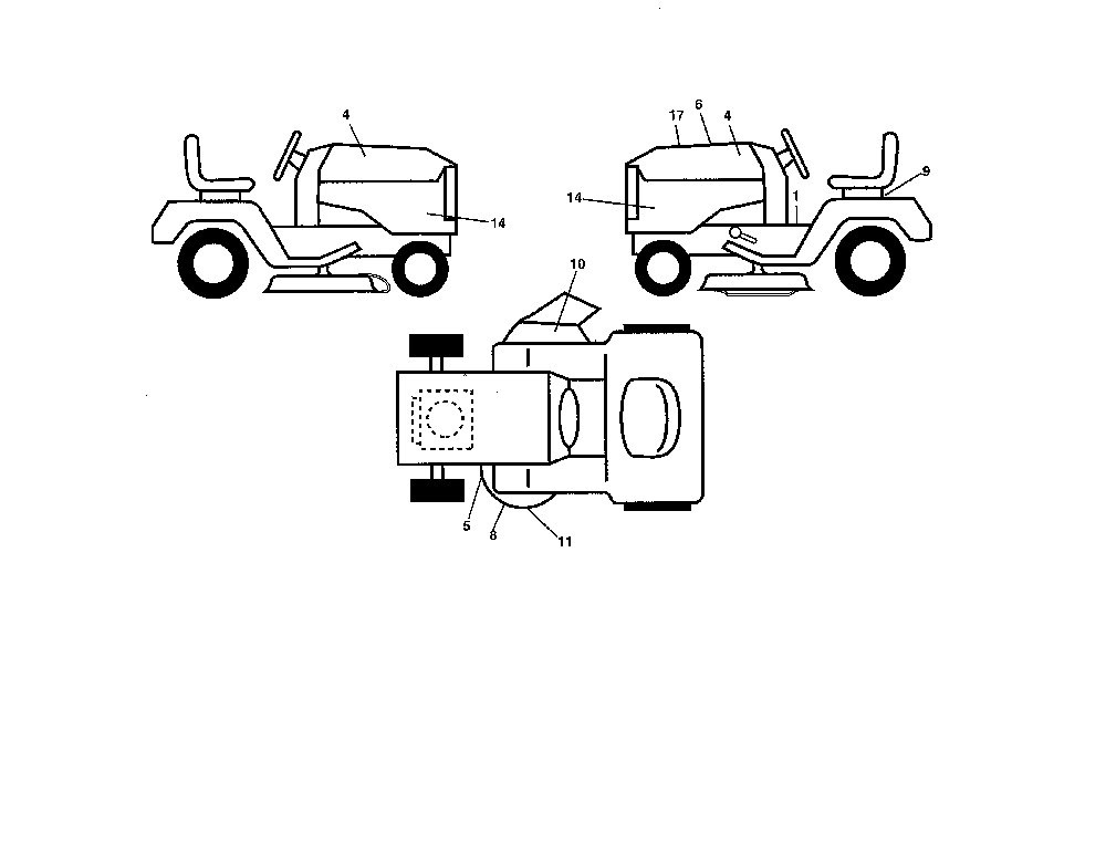 Decals Diagram and Parts List for YT48CS-96043022400  Husqvarna Lawn Tractor