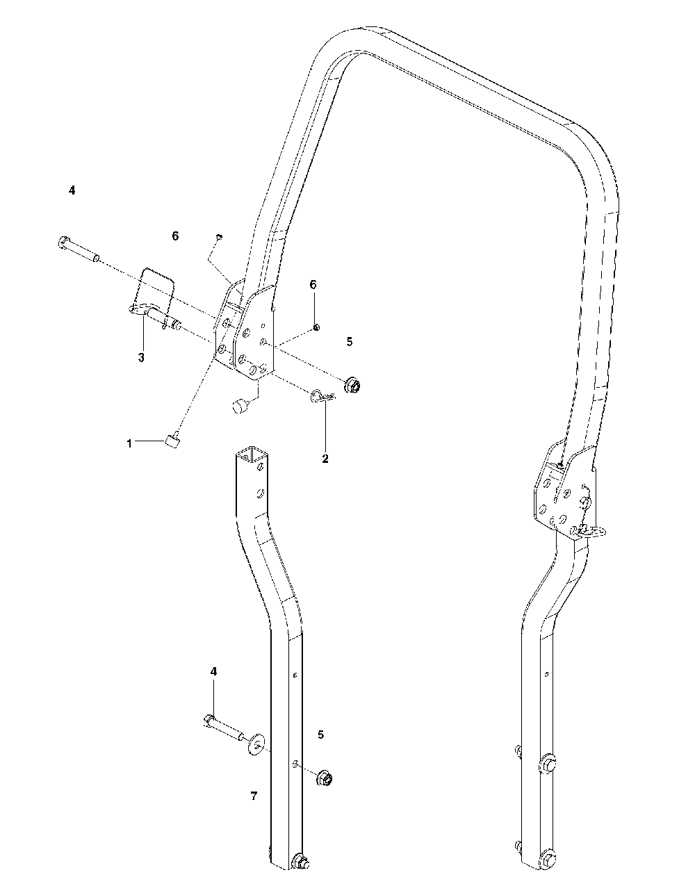 Protection Frame Diagram and Parts List for PZ5426FX966060901-00 2009-08 Husqvarna Lawn Tractor