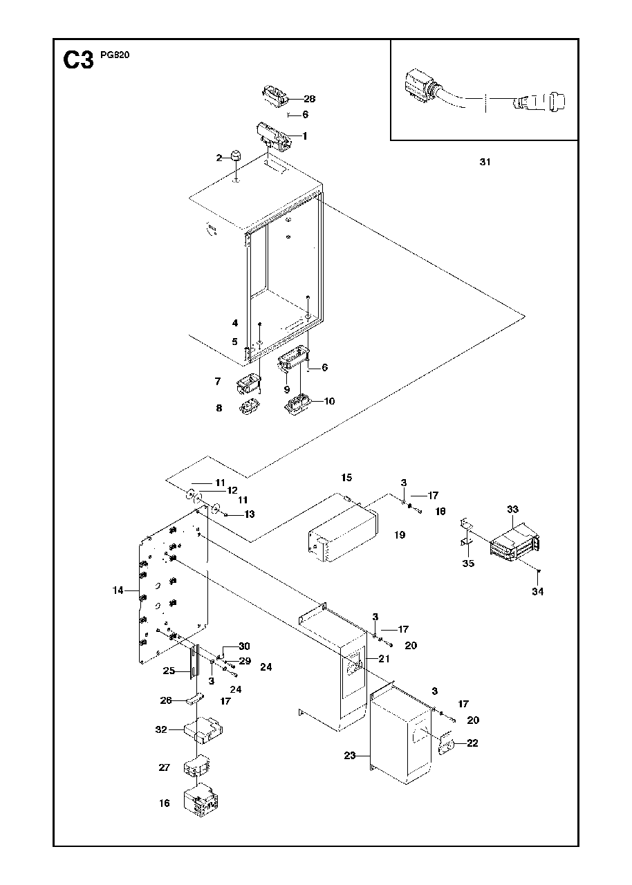 Electrical Diagram and Parts List for PG820 (0904-1 & Above)(2009-07) Husqvarna Sander Grinder