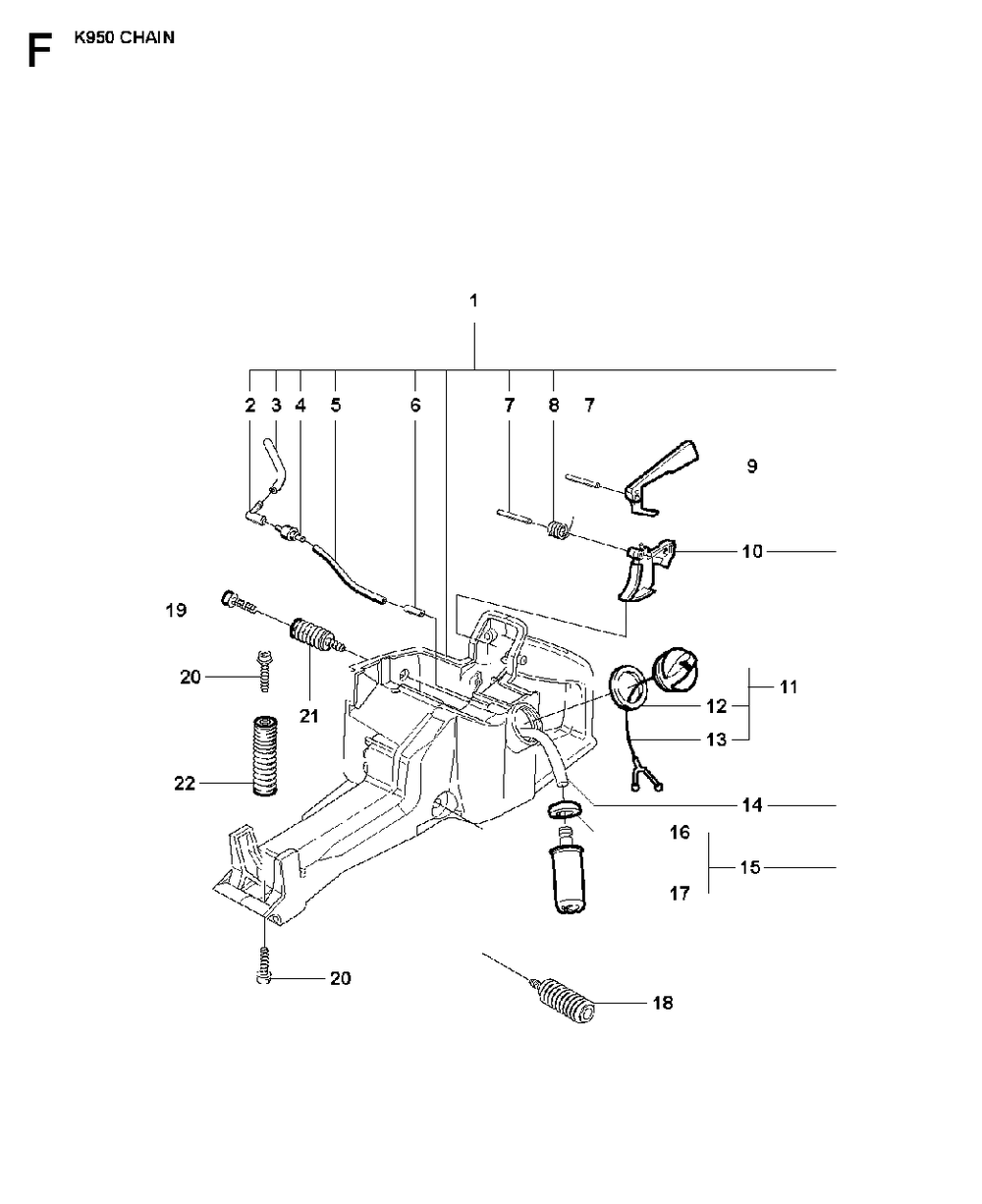 Fuel Tank Diagram and Parts List for K950CHAIN 2007-01 Husqvarna Circular Saw