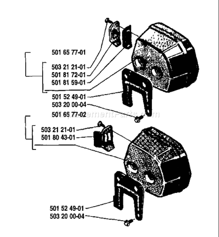 Page G Diagram and Parts List for 66 1987-06 Husqvarna Chainsaw