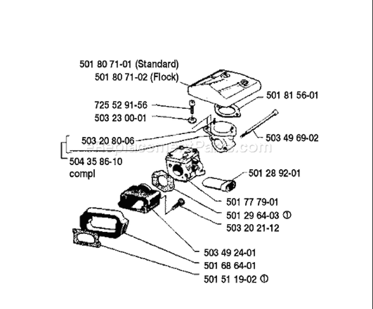 Page A Diagram and Parts List for 66 1988-08 Husqvarna Chainsaw