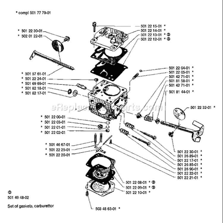 Page B Diagram and Parts List for 66 1988-08 Husqvarna Chainsaw