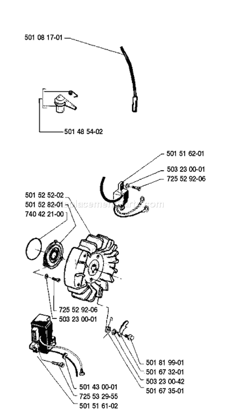 Page F Diagram and Parts List for 66 1988-08 Husqvarna Chainsaw