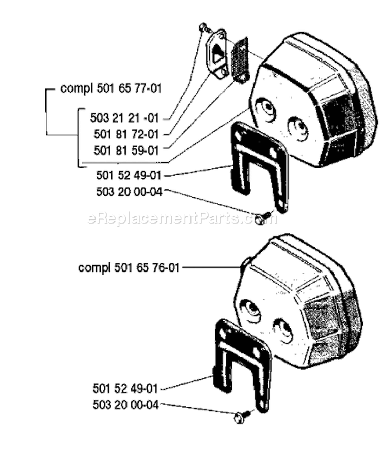 Page G Diagram and Parts List for 66 1988-08 Husqvarna Chainsaw