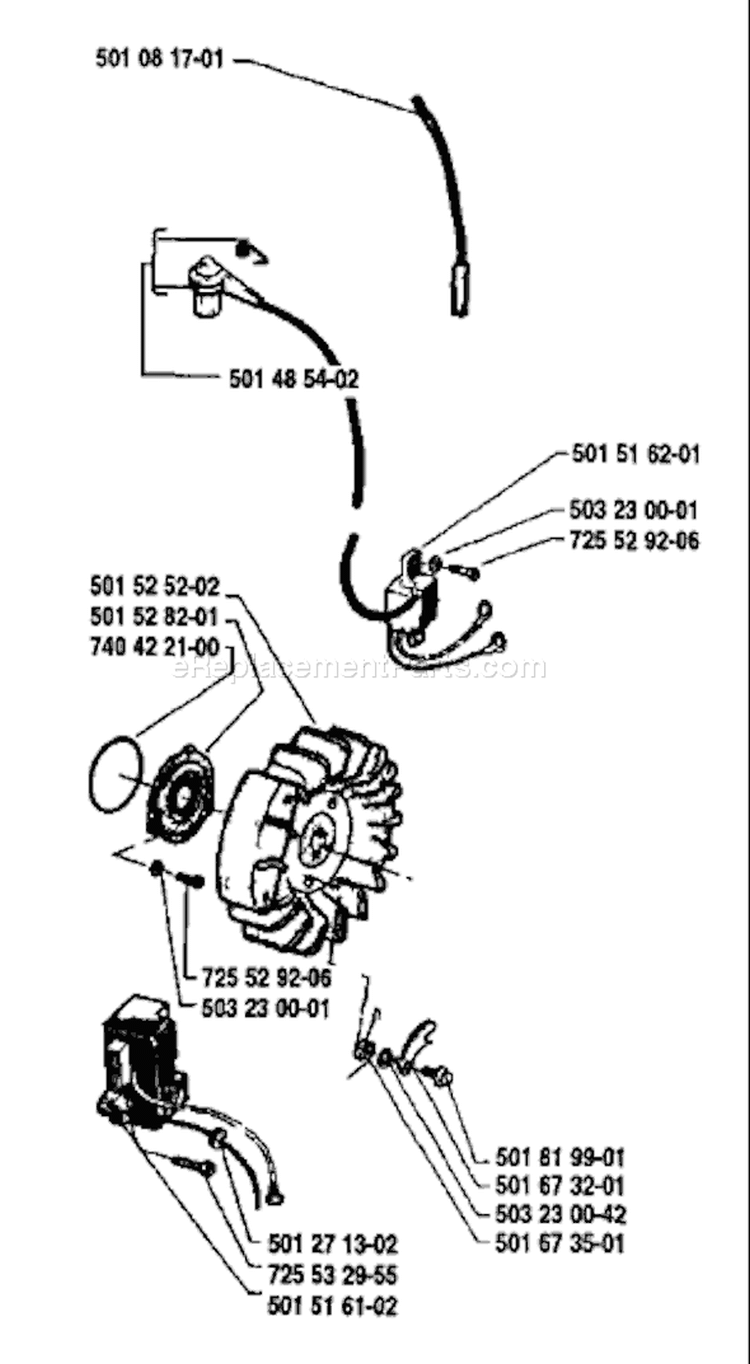 Page F Diagram and Parts List for 66 1989-02 Husqvarna Chainsaw