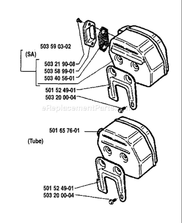 Page G Diagram and Parts List for 66 1989-02 Husqvarna Chainsaw