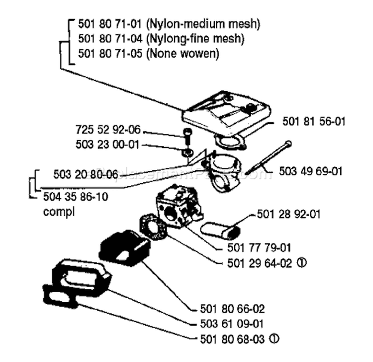 Page A Diagram and Parts List for 66 1991-03 Husqvarna Chainsaw
