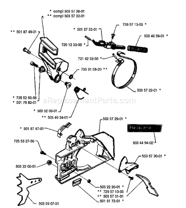 Page C Diagram and Parts List for 66 1991-03 Husqvarna Chainsaw