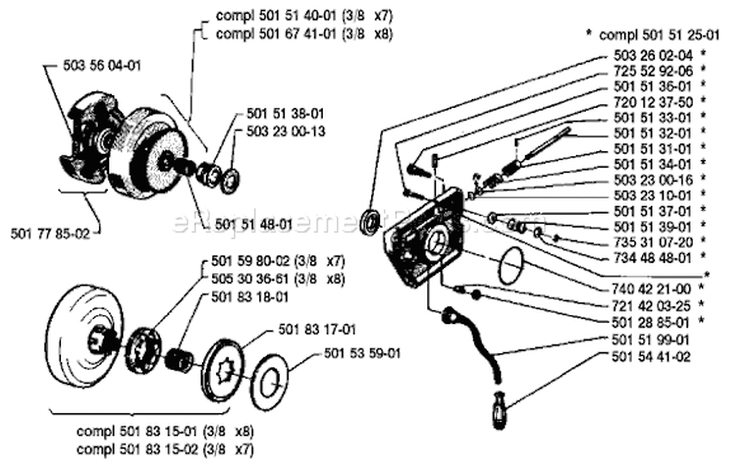 Page D Diagram and Parts List for 66 1991-03 Husqvarna Chainsaw
