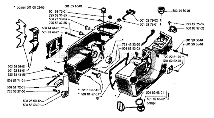 Page E Diagram and Parts List for 66 1991-03 Husqvarna Chainsaw
