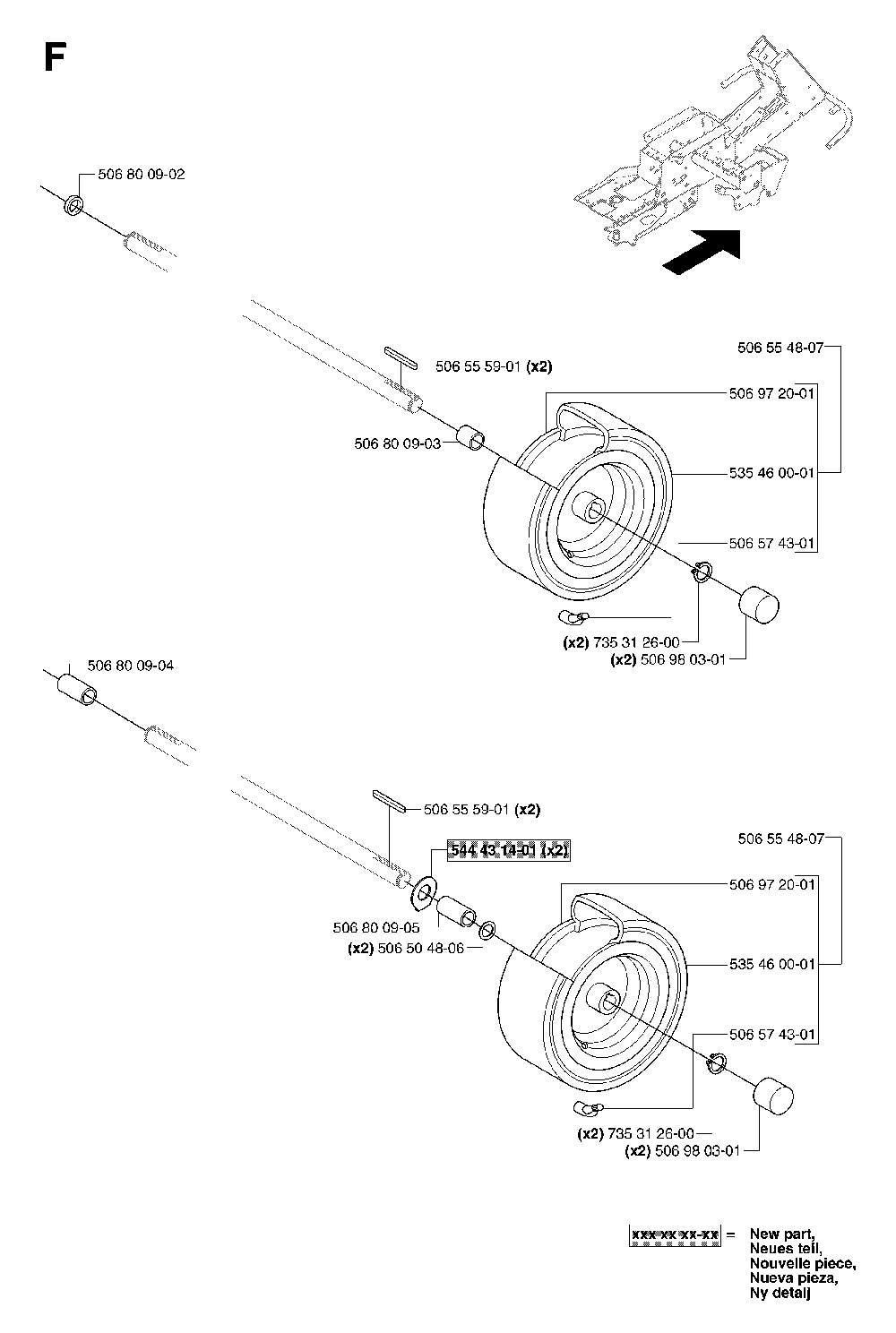Wheels And Tires Diagram and Parts List for RIDERPRO18AWD (965095001)(2007-03) Husqvarna Lawn Tractor