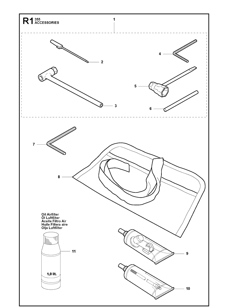 Accessories Diagram and Parts List for 355FXT  Husqvarna Brush Cutter