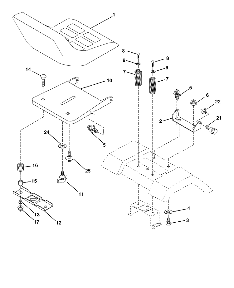 Seat Diagram and Parts List for YTH2148-LO21H48A (954572035)(2005-01) Husqvarna Lawn Tractor
