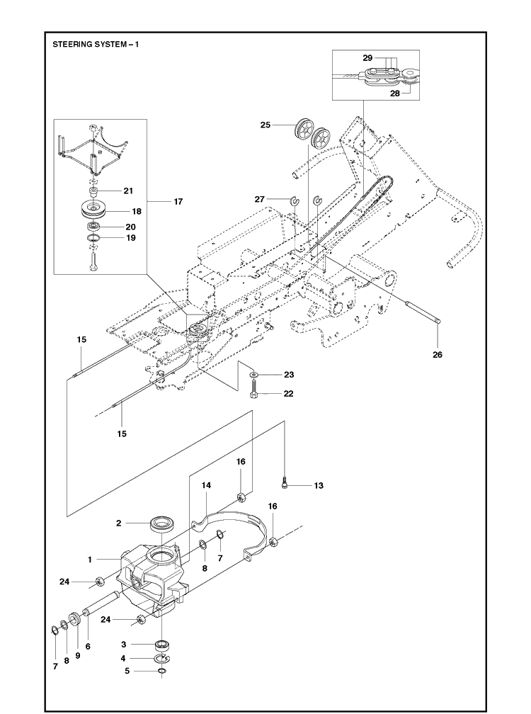Steering Diagram and Parts List for R422TS AWD Husqvarna Lawn Mower