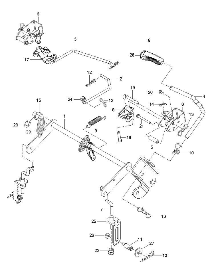 Mower Lift / Deck Lift Diagram and Parts List for Z242F  Husqvarna Lawn Mower