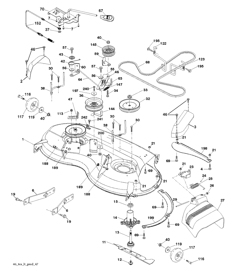 Mower Deck / Cutting Deck Diagram and Parts List for YTH22V46 (96045004800)(2013-09) Husqvarna Lawn Tractor