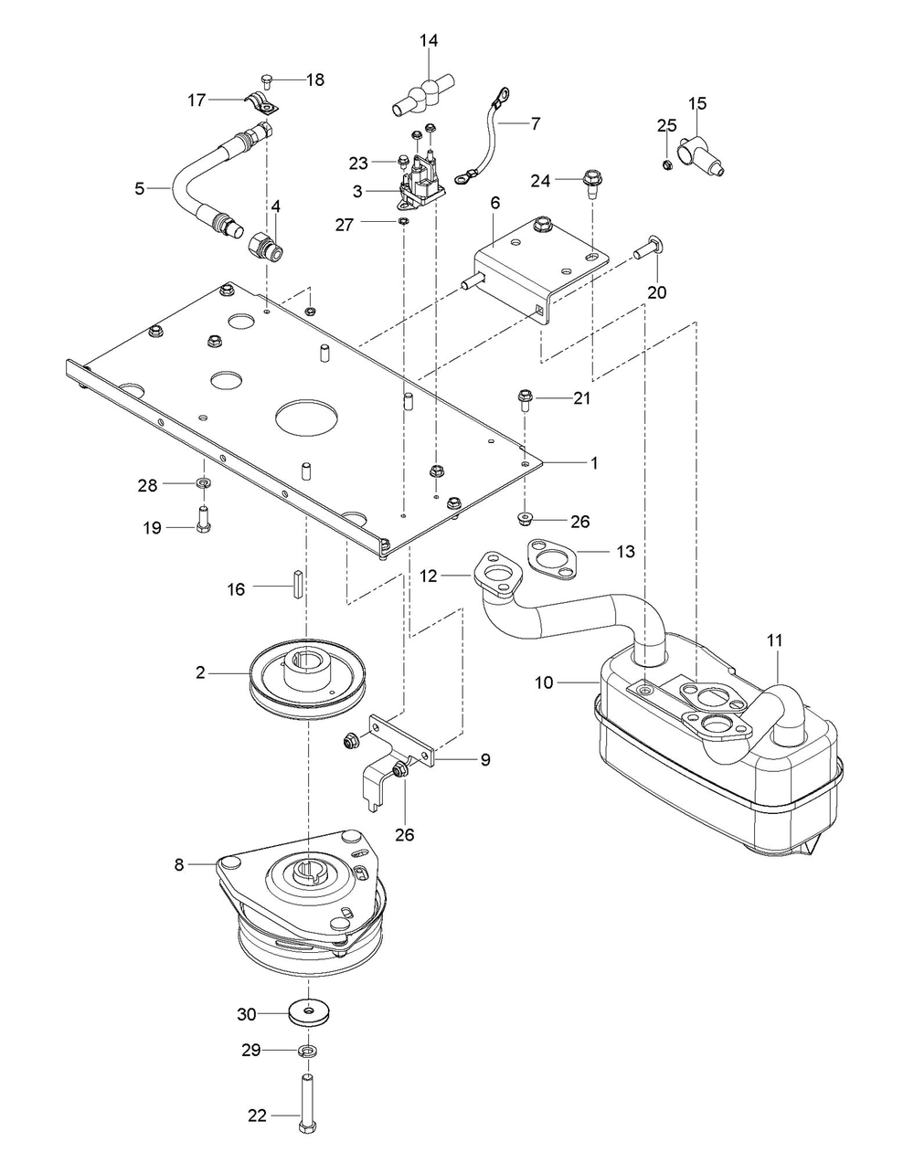 Engine Plate Diagram and Parts List for MZ54 ROPS Husqvarna Lawn Tractor