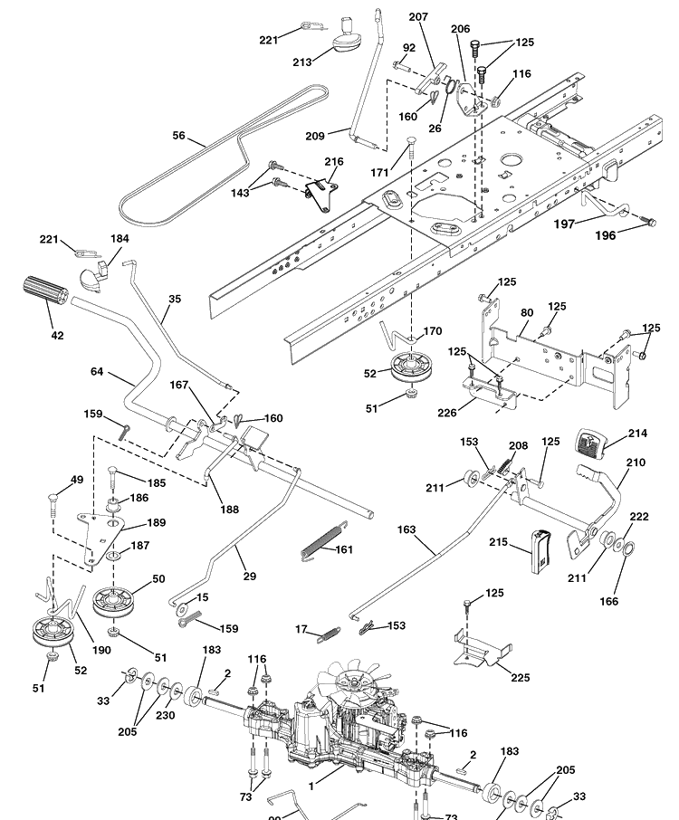 Drive Diagram and Parts List for YTH23V48 (96045008600)(2010-01) Husqvarna Lawn Mower