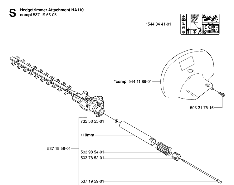 Attachments 2 Diagram and Parts List for 323HE3 20053600001-20054000000 Husqvarna Hedge Trimmer