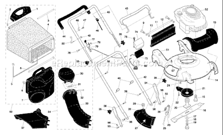 Page C Diagram and Parts List for 67521 HVE 96143001100 -2005-01 Husqvarna Lawn Mower