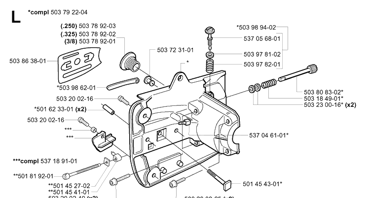 Crankcase Diagram and Parts List for 339XP 20034000001-20040100000 Husqvarna Chainsaw
