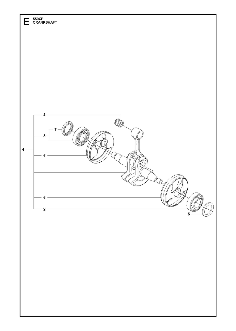 Crankshaft Diagram and Parts List for 550XPG  Husqvarna Chainsaw