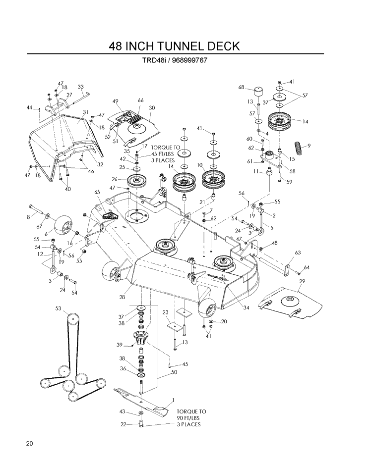 Mower Deck / Cutting Deck Diagram and Parts List for 968999767 2007-12 Husqvarna Lawn Mower