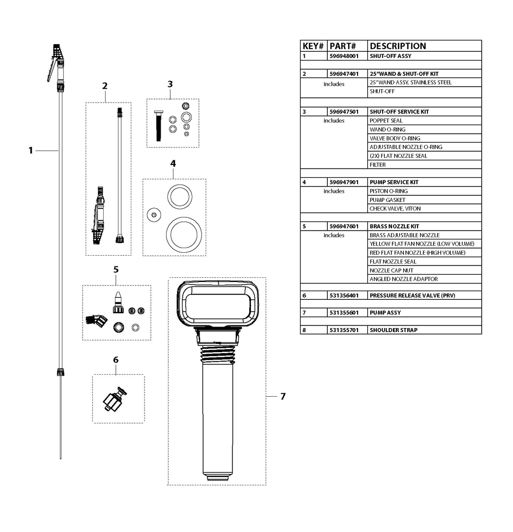 Complete Product Diagram and Parts List for 2GALHHSPRAYER  Husqvarna Sprayer