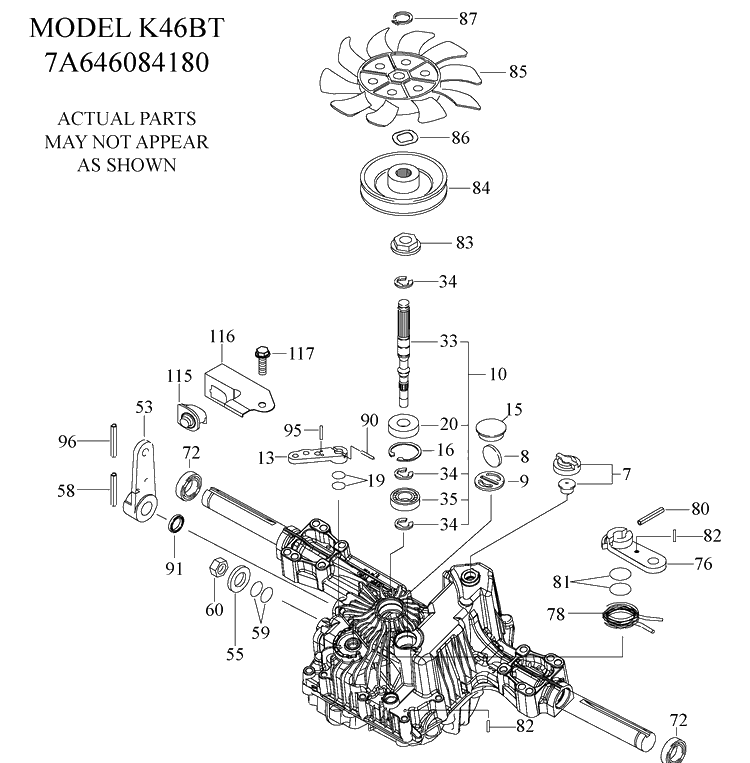 Tufftorq Transaxle Diagram and Parts List for YTH24V54 (917289640)(2010-04) Husqvarna Lawn Mower
