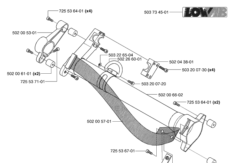 Upper Tube/Av Mounts Diagram and Parts List for 265RXEPA 2002-08 Husqvarna Brush Cutter