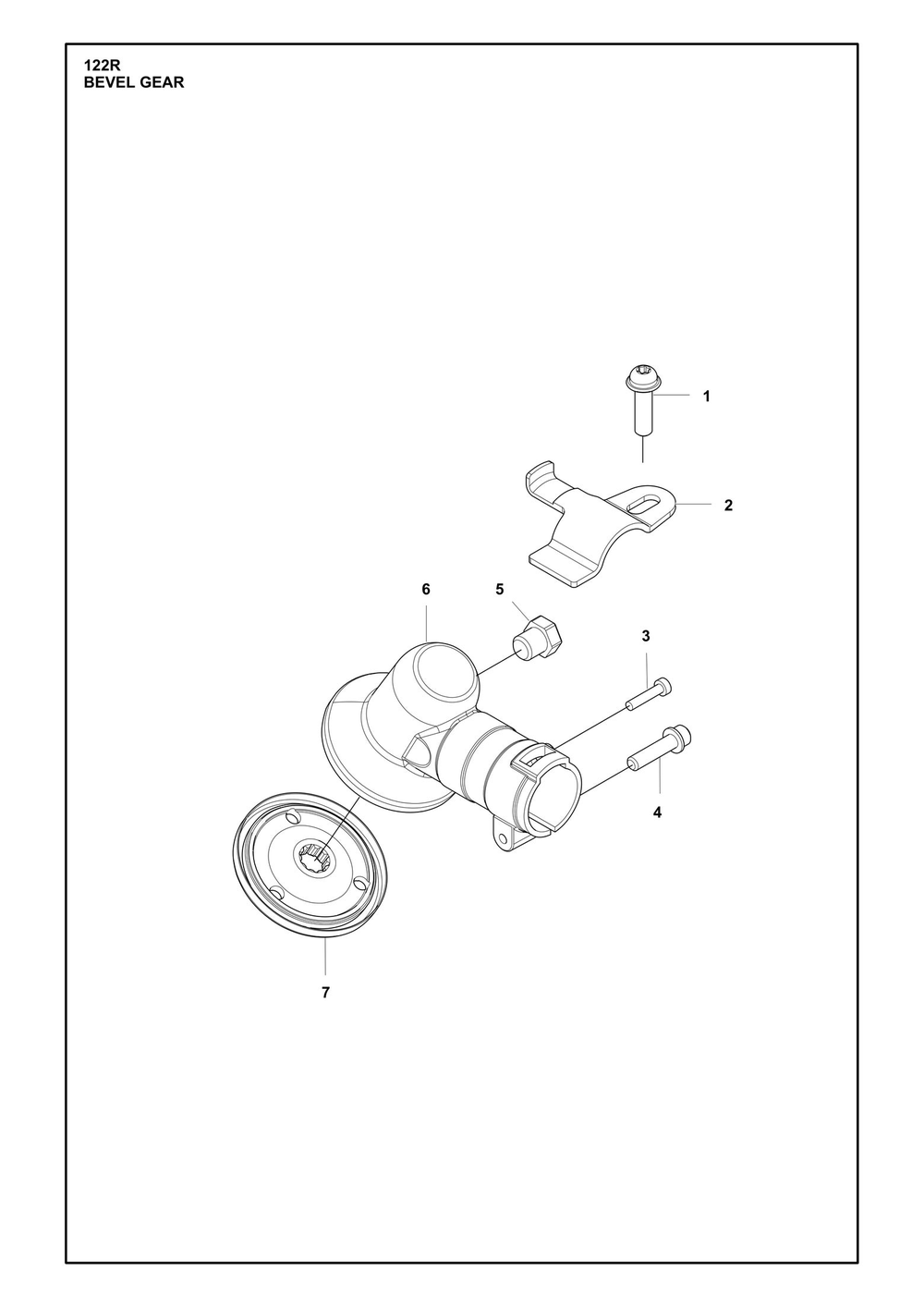 Bevel Gear Diagram and Parts List for 122R  Husqvarna Brush Cutter