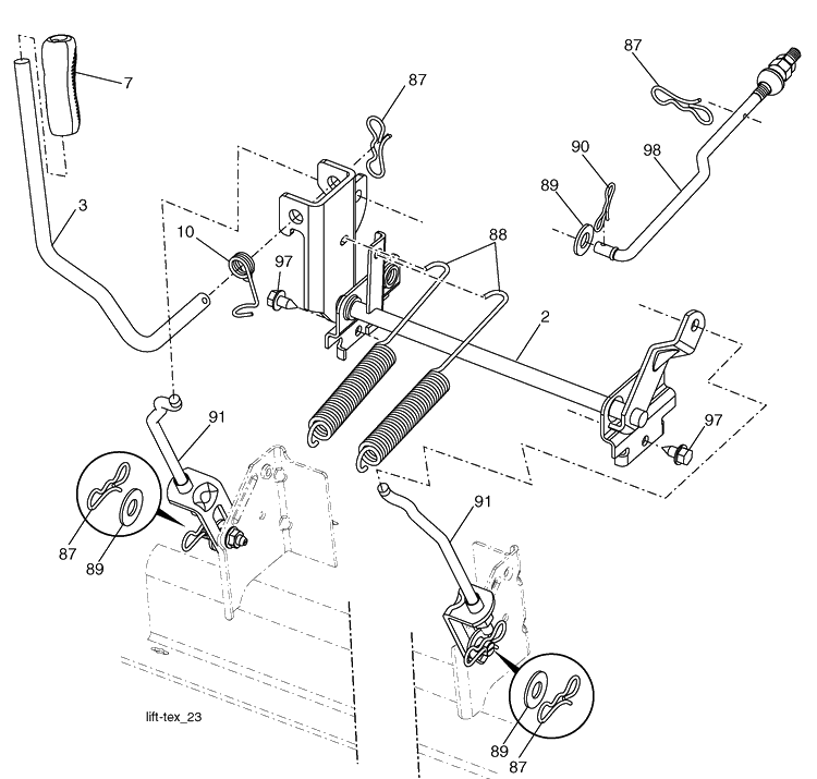 Mower Lift Diagram and Parts List for LGTH2454 (289580)(2010-03) Husqvarna Lawn Mower