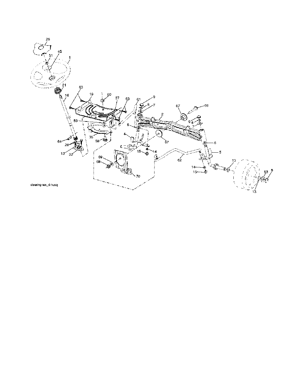 Steering Diagram and Parts List for YTH2348-917289560  Husqvarna Lawn Tractor