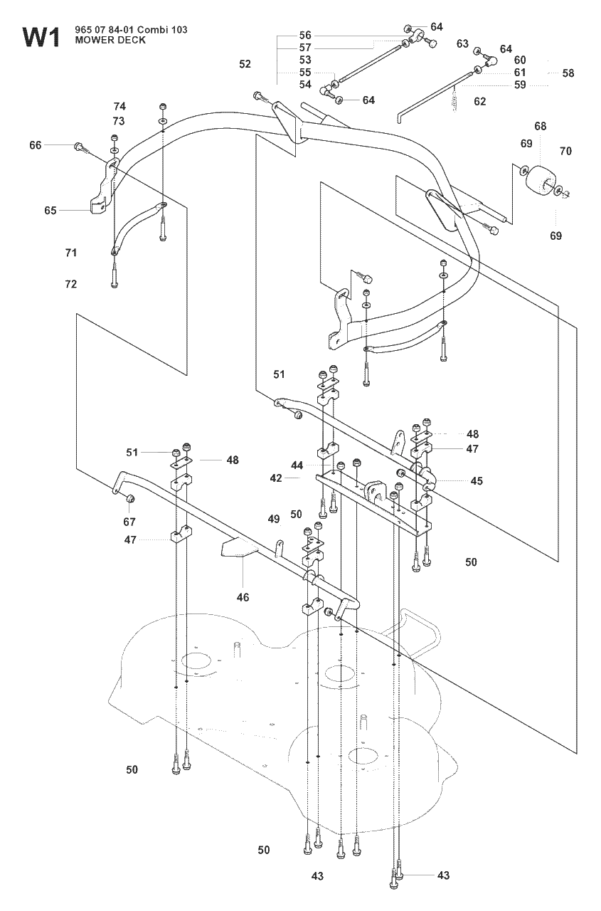 103cm Cutting Deck 2 Diagram and Parts List for R15-V2AWD (965200901)(2008-01) Husqvarna Lawn Tractor