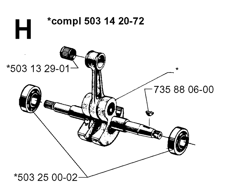 Crankshaft Diagram and Parts List for 3120 19980900001-20000600000 Husqvarna Chainsaw