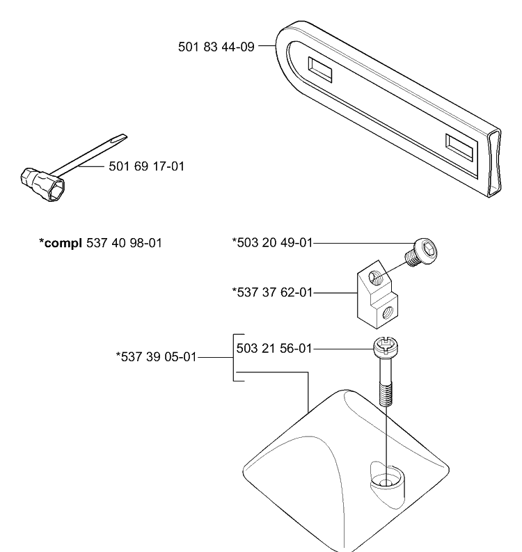 Accessories Diagram and Parts List for 338XPT 2004-08 Husqvarna Chainsaw
