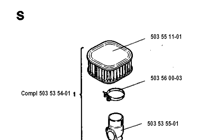 Air Filter Diagram and Parts List for 272XP 19930100001-19970100000 Husqvarna Chainsaw