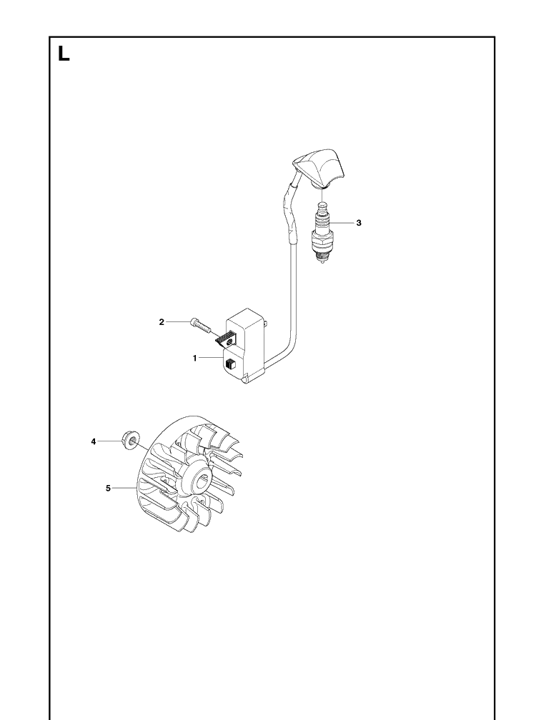 Ignition System Diagram and Parts List for 241R 20093600001-20144900000 Husqvarna Brush Cutter