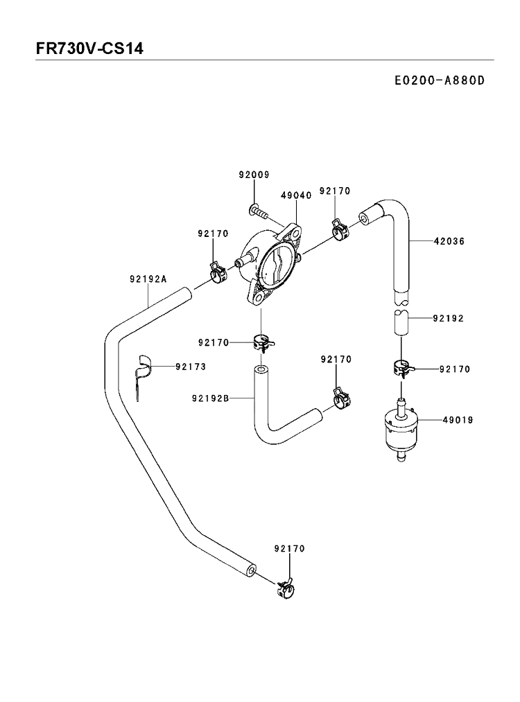 Fuel Valve Diagram and Parts List for FR730V-CS14 2018-02 Husqvarna Engine