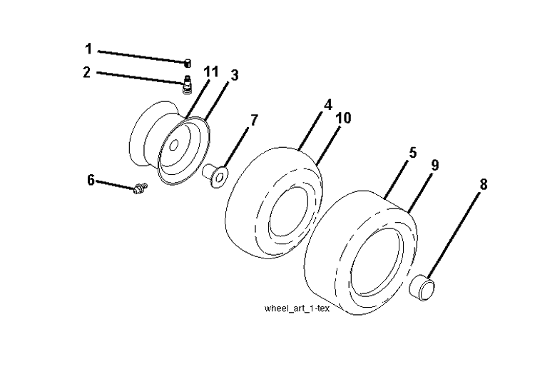 Wheels And Tires Diagram and Parts List for TS238 (96041036900)(2014-09) Husqvarna Lawn Tractor