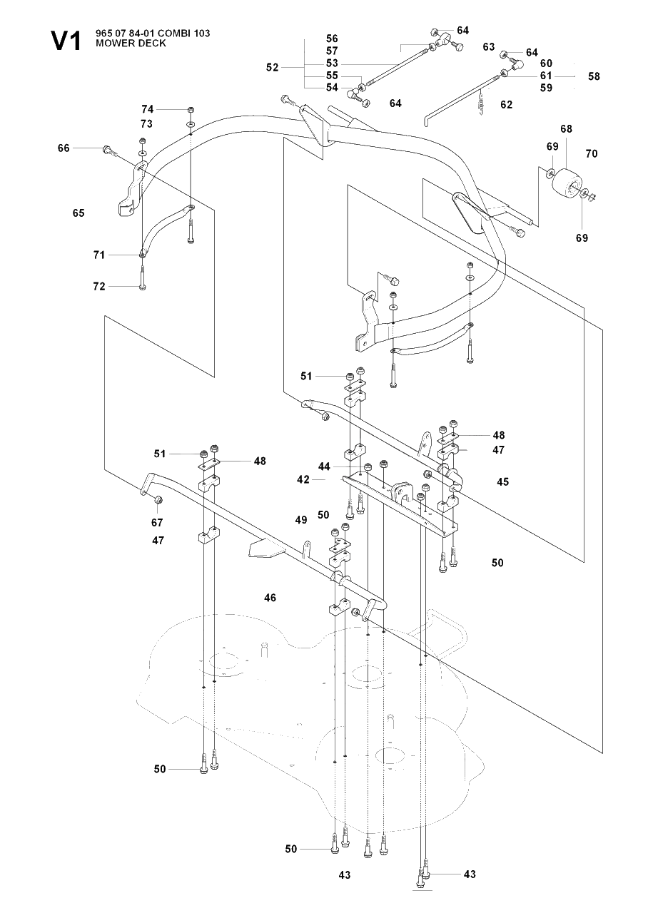103cm Cutting Deck 2 Diagram and Parts List for R16 (965161601)(2007-06) Husqvarna Lawn Tractor