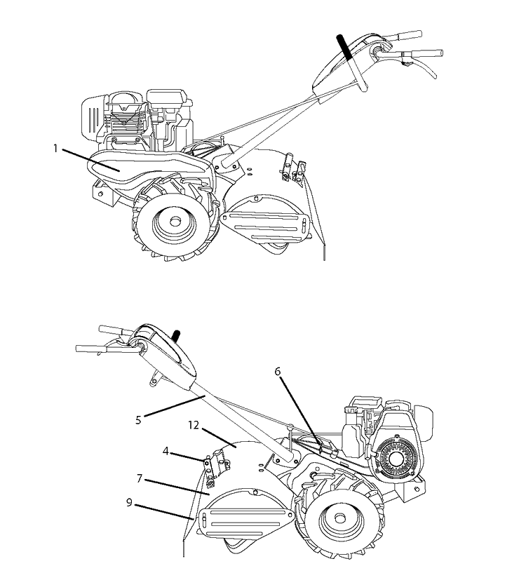 Decals Diagram and Parts List for DRT900H (96093001204)(2013-03) Husqvarna Cultivator